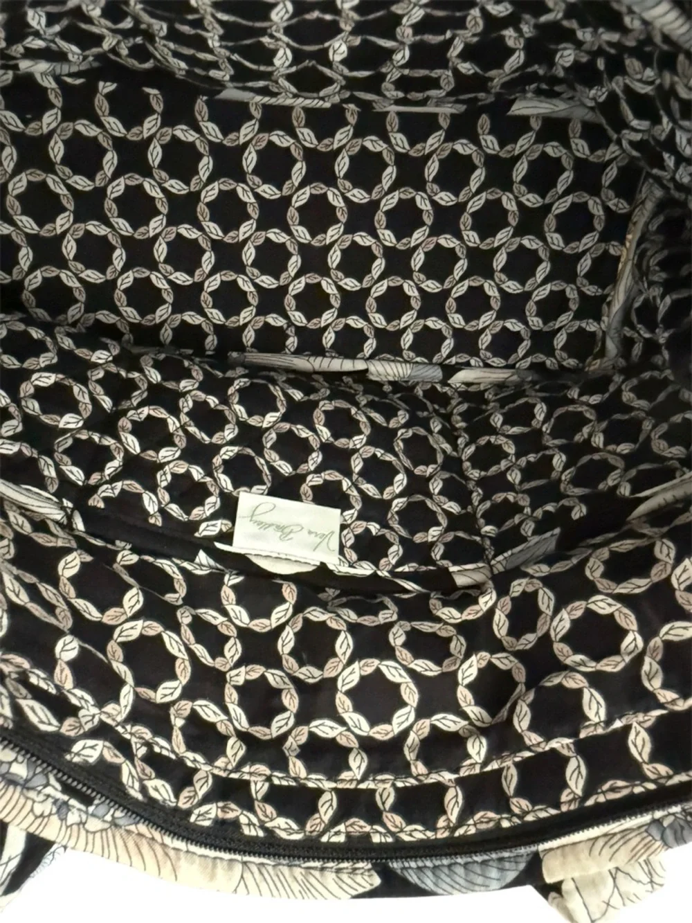 Vera Bradley Camellia Quilted Tote Bag Black Cream Floral Retired Pattern - Picture 2 of 5